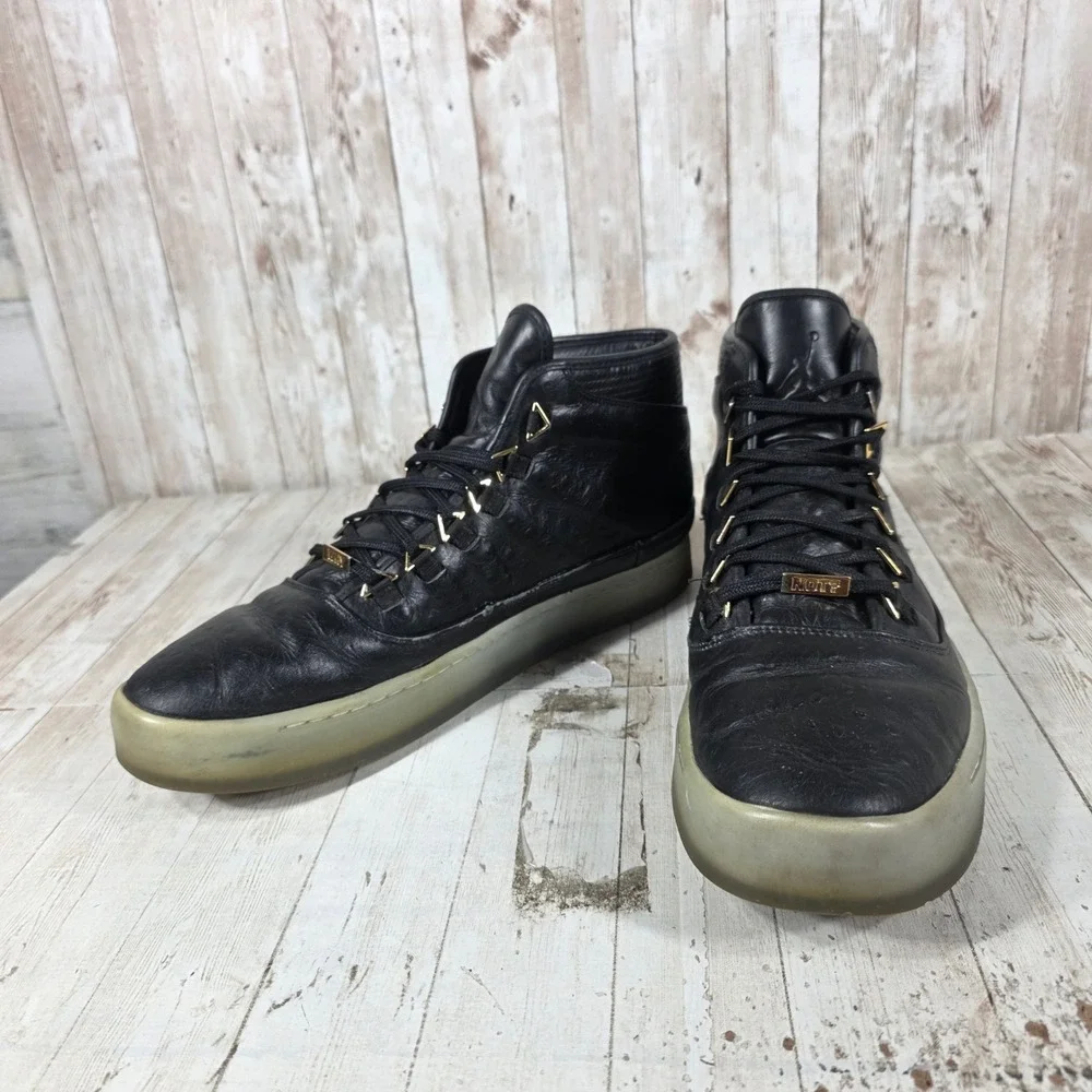 Jordan Westbrook 0.2‎ Black Leather High Top Sneakers Gold Accents 838817-035 13